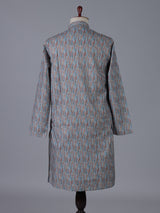 Grey cotton silk printed festive kurta suit