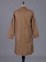 Dusty peach cotton silk printed festive kurta suit