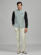 Mint green jute waistcoat for men