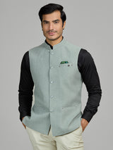 Mint green jute waistcoat for men