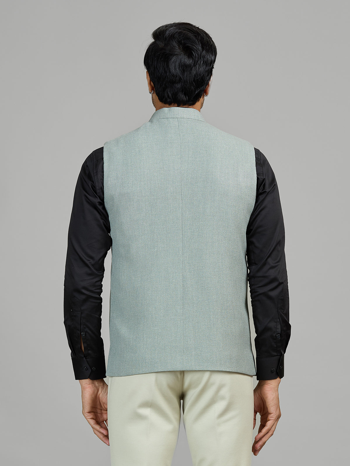 Mint green jute waistcoat for men
