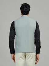 Mint green jute waistcoat for men
