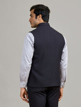 Black party wear jute waistcoat for men