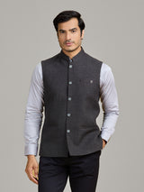 Dark grey jute waistcoat for formal occasions