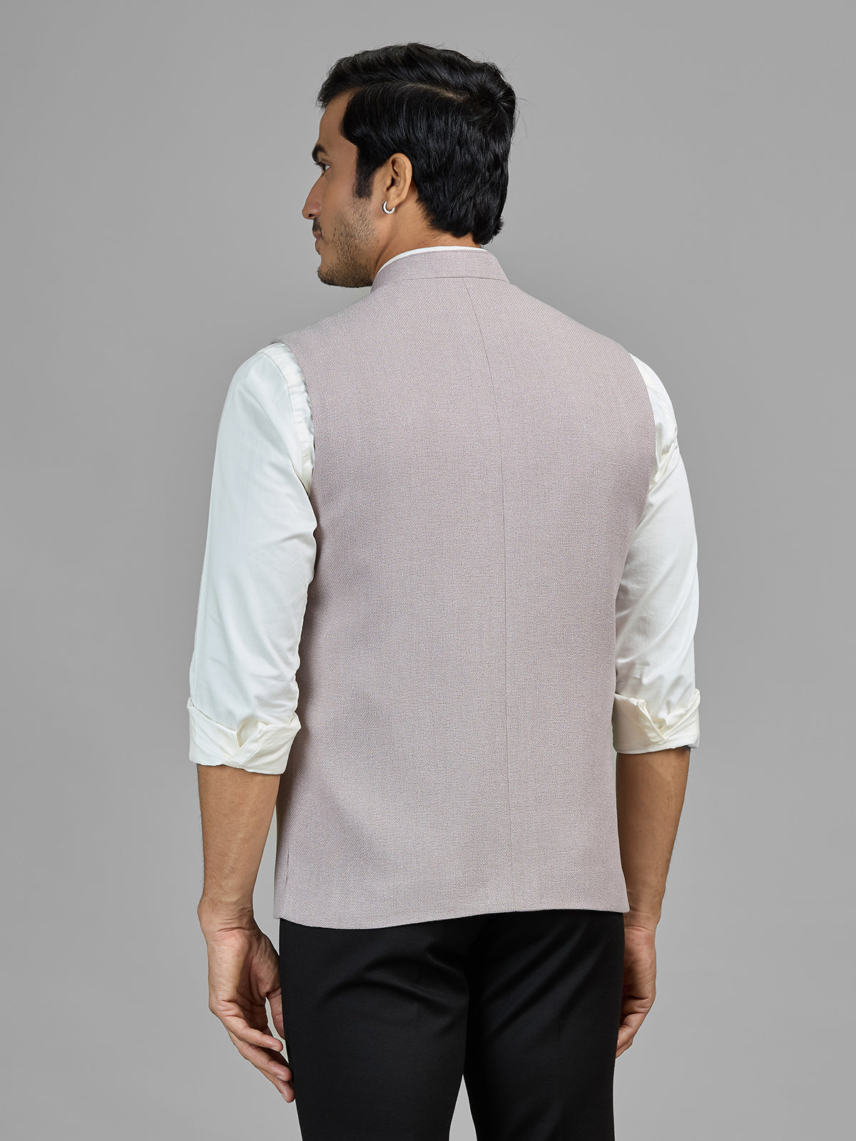 Light pastel pink jute waistcoat for men