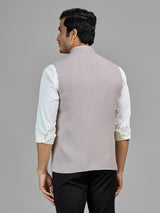 Light pastel pink jute waistcoat for men