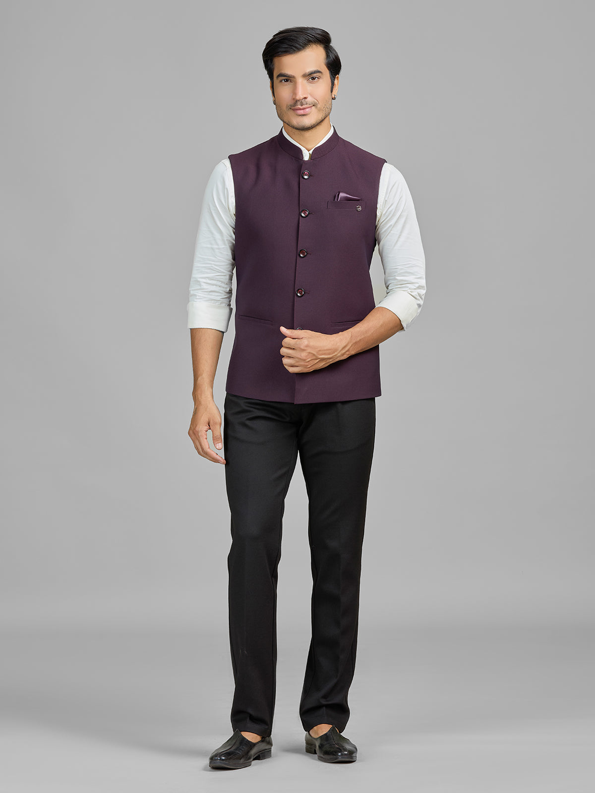 Wine wedding wear terry rayon waistcoat
