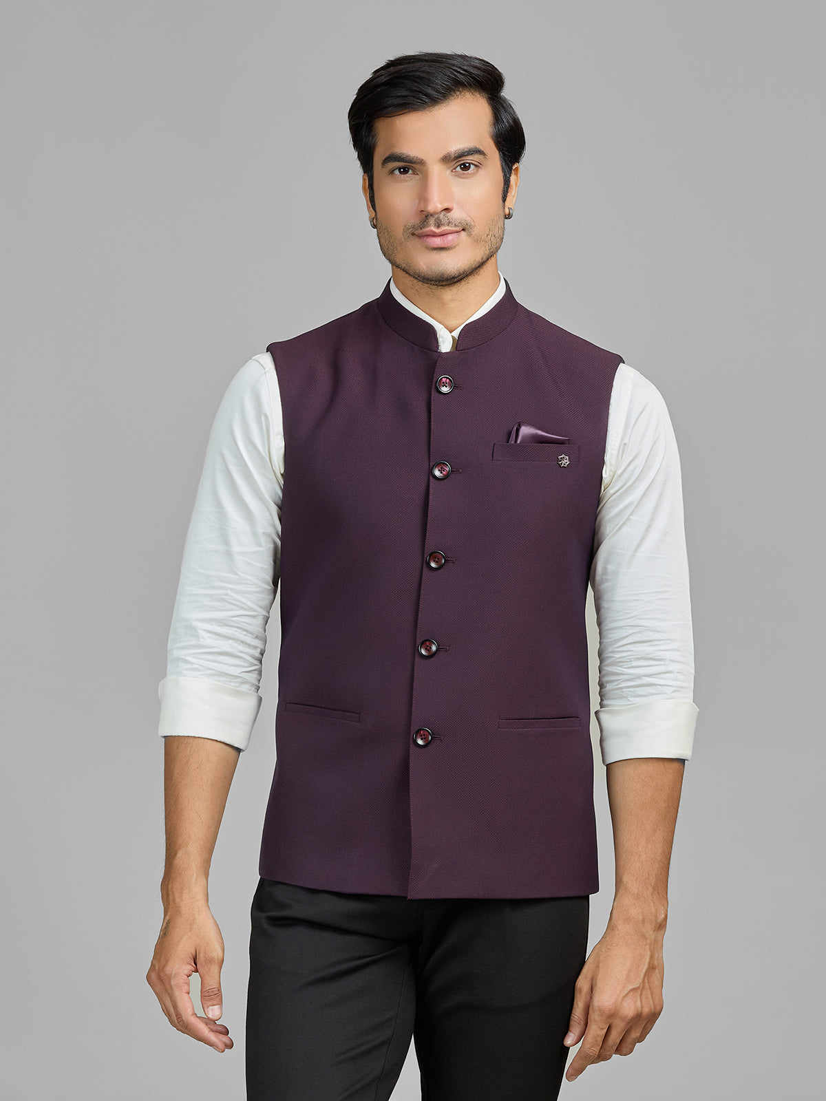 Wine wedding wear terry rayon waistcoat