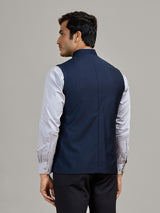 Navy premium terry rayon waistcoat for wedding wear