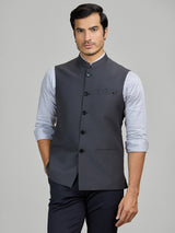 Dark grey terry rayon waistcoat for formal occasions