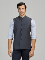 Dark grey terry rayon waistcoat for formal occasions