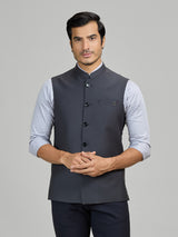 Dark grey terry rayon waistcoat for formal occasions