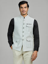 Mint blue wedding wear terry rayon waistcoat