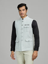 Mint blue wedding wear terry rayon waistcoat