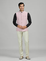 Pastel pink terry rayon waistcoat set