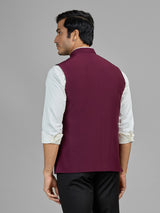Wine terry rayon waistcoat for wedding wear
