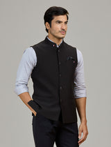 Black terry rayon waistcoat for formal occasions