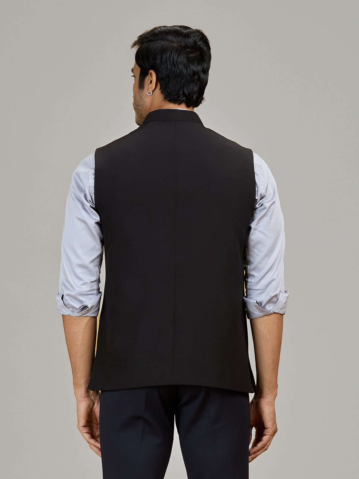 Black terry rayon waistcoat for formal occasions