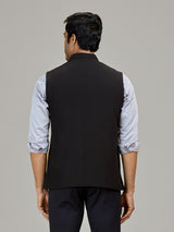 Black terry rayon waistcoat for formal occasions