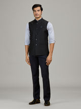 Black party wear waistcoat in terry rayon