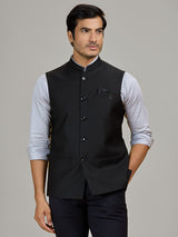 Black party wear waistcoat in terry rayon
