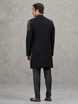 Black terry rayon indowestern set with rich embellishments