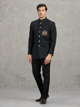 Black terry rayon jodhpuri suit for party wear