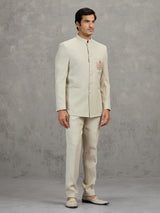 Cream terry rayon jodhpuri suit for wedding wear