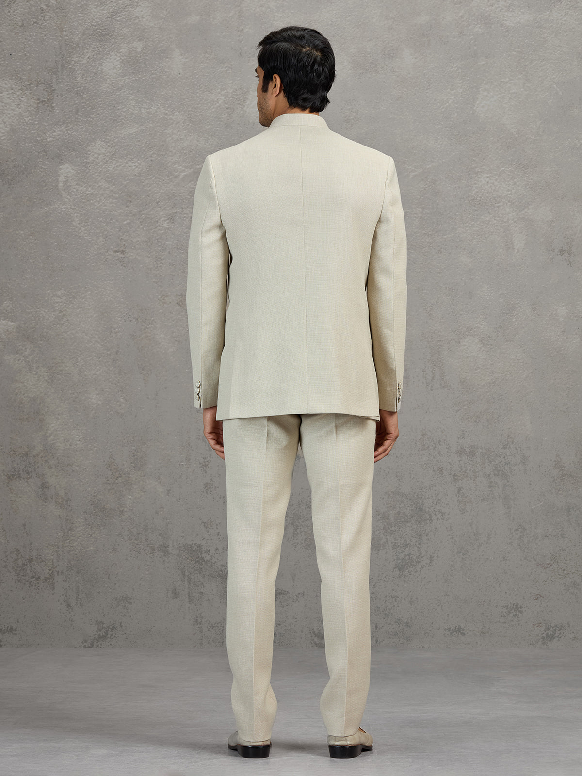 Cream terry rayon jodhpuri suit for wedding wear