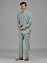 Pista green jute jodhpuri suit for men