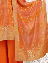 Rust orange silk pakistani style palazzo suit