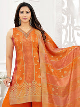 Rust orange silk pakistani style palazzo suit