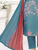 Sky blue silk mirror work festive salwar suit