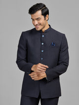 Navy party wear jute jodhpuri suit