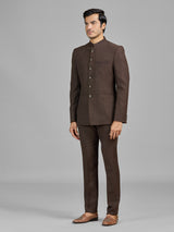 Brown jute jodhpuri suit for formal occasions