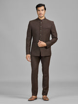Brown jute jodhpuri suit for formal occasions