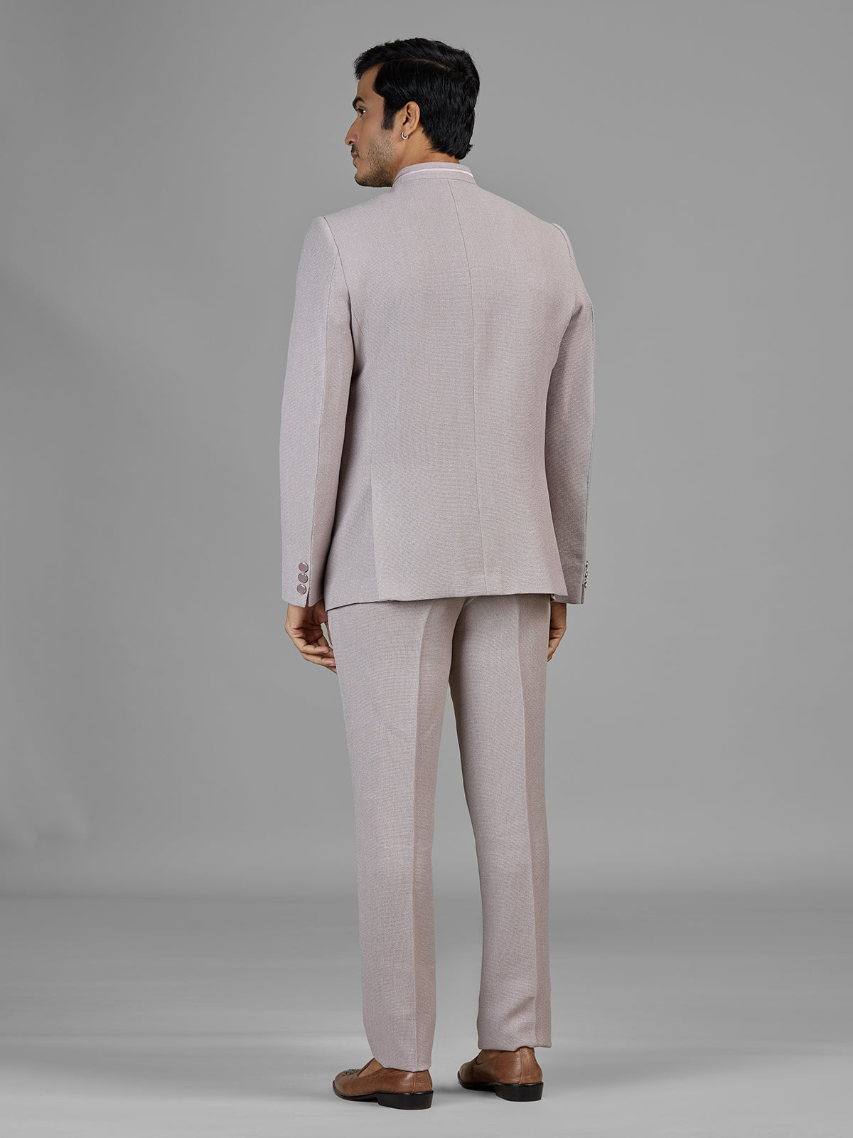 Dusty light pink jute jodhpuri suit for men