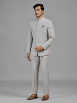 Cream festive wear jodhpuri suit in jute
