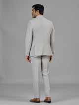 Cream festive wear jodhpuri suit in jute