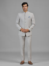 Cream festive wear jodhpuri suit in jute