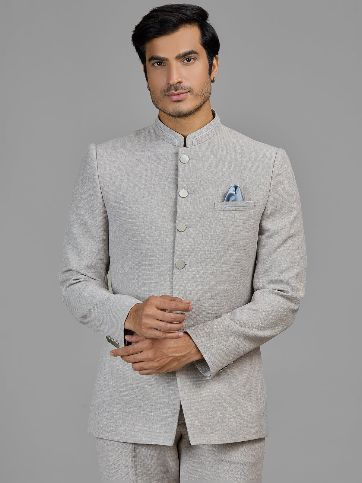Cream festive wear jodhpuri suit in jute