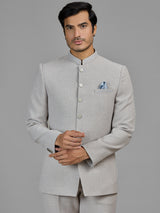 Cream festive wear jodhpuri suit in jute