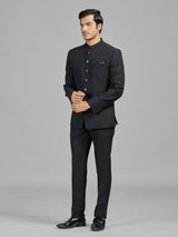 Black jute jodhpuri suit for evening events