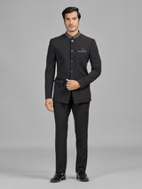 Black terry rayon jodhpuri suit for wedding celebration