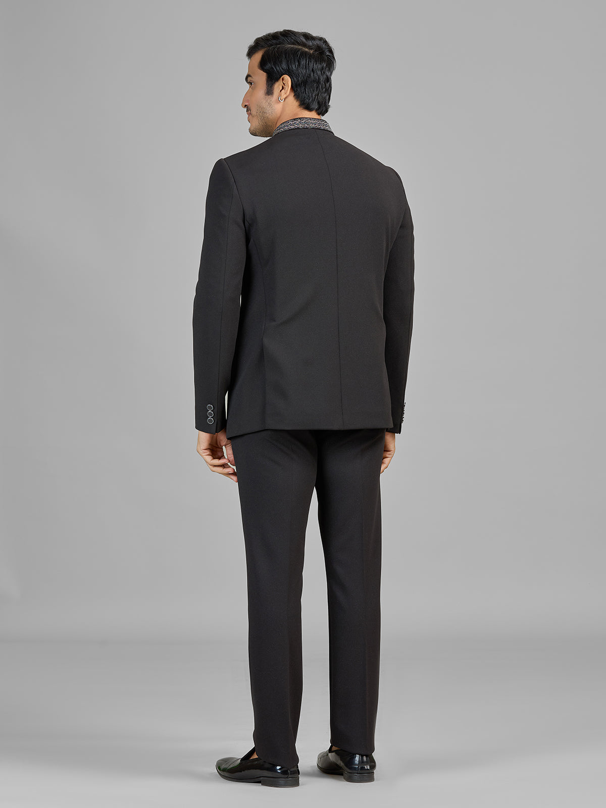 Black terry rayon jodhpuri suit for wedding celebration