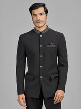 Black terry rayon jodhpuri suit for wedding celebration