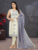 Cream dola silk stone and zari work festive salwar suit