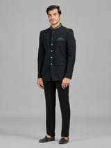 Black party wear terry rayon jodhpuri suit