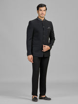 Black party wear terry rayon jodhpuri suit