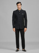 Black party wear terry rayon jodhpuri suit